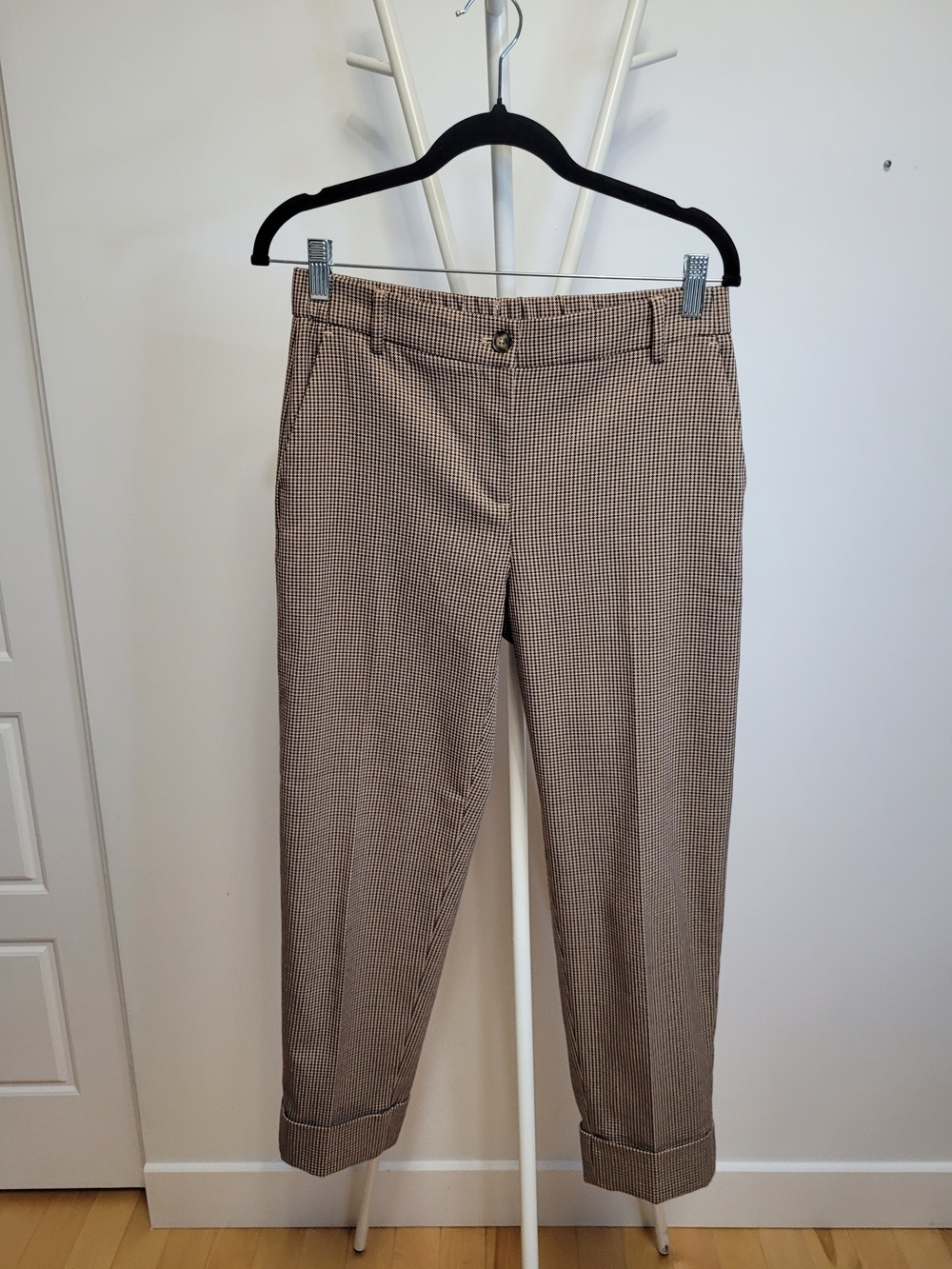 🍂 RW&CO. Brown/Beige Houndstooth Cuffed Dress Ankle Pants - Size S